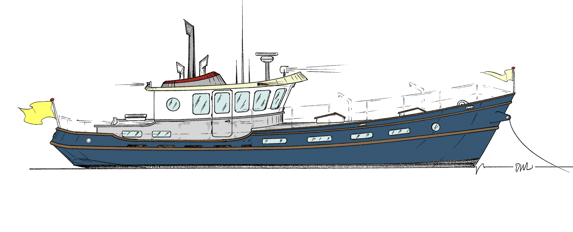 Greatheart 54 - A Motor Yacht for Voyaging - Kasten Marine Design, Inc 
