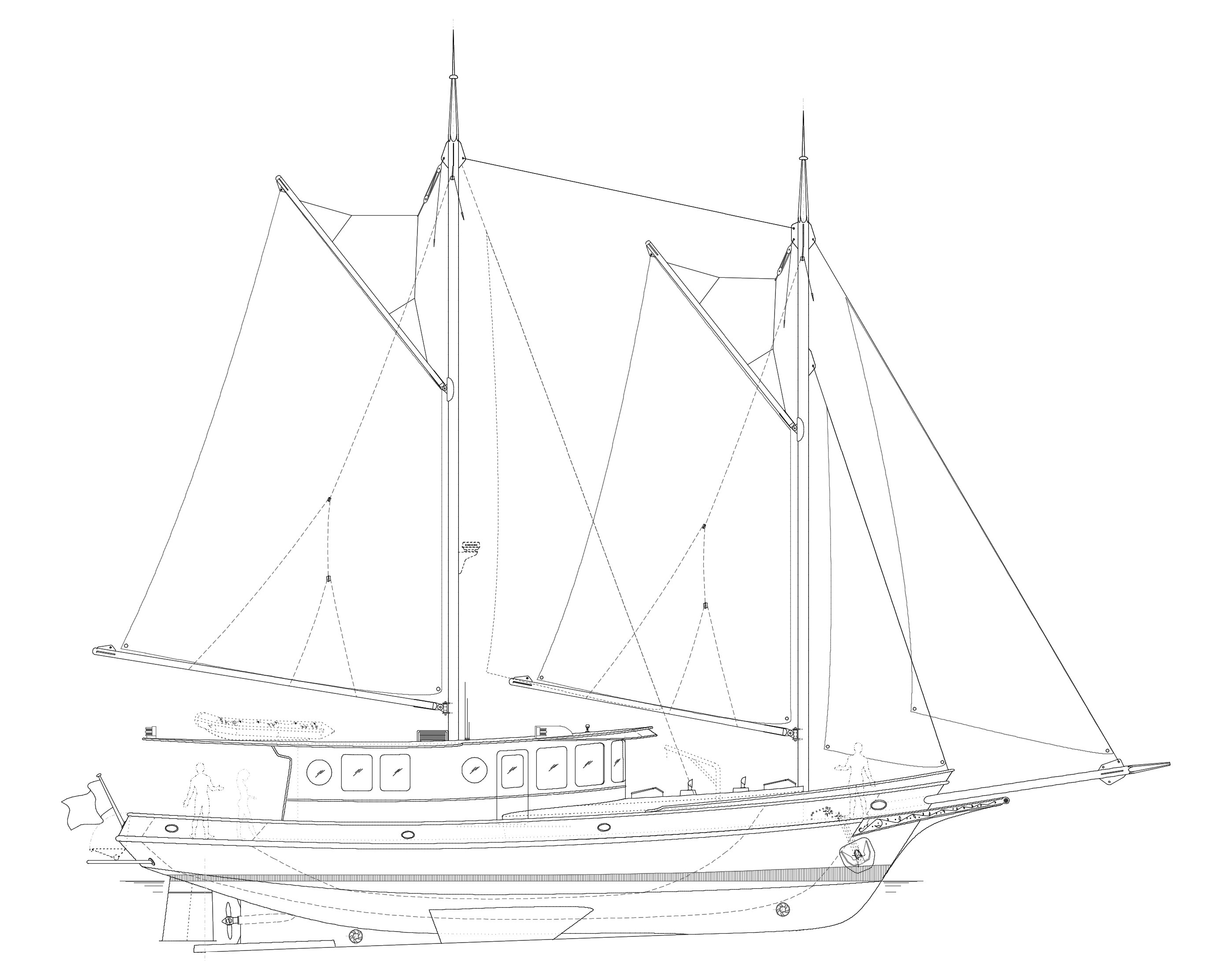 Motor Sailing Yacht - CHANTAGE - Kasten Marine Design, Inc.