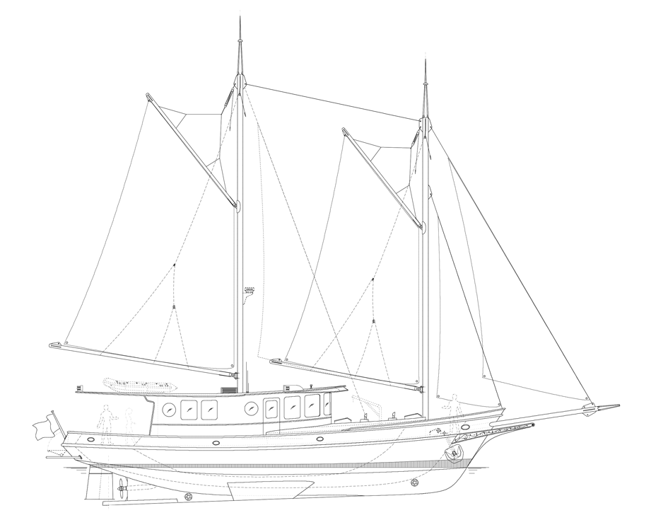 Motor Sailing Yacht - CHANTAGE - Kasten Marine Design, Inc.