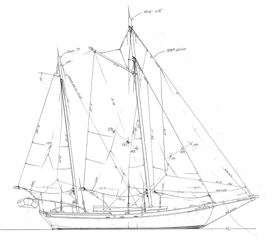 36' Ketch - GRACE - Kasten Marine Design, Inc.