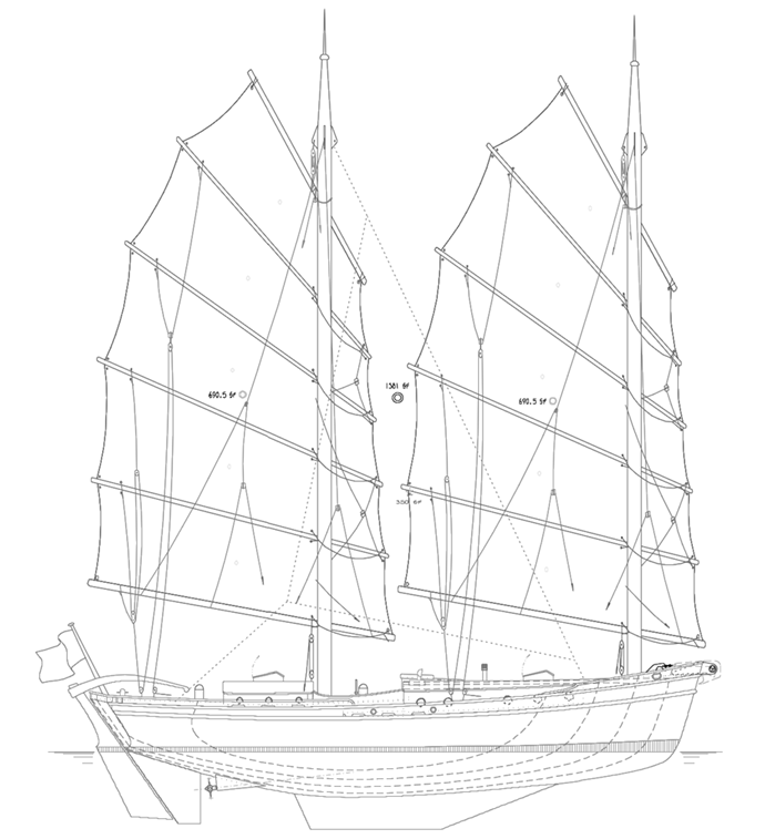 48' Junk Schooner - JASMINE - Kasten Marine Design, Inc.